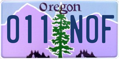 OR license plate 011NOF