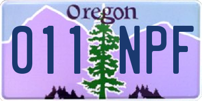OR license plate 011NPF
