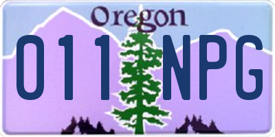 OR license plate 011NPG