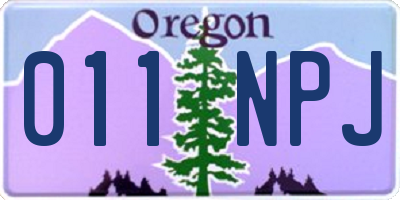 OR license plate 011NPJ