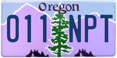 OR license plate 011NPT