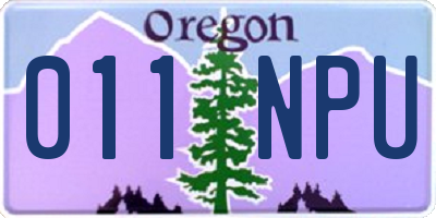 OR license plate 011NPU