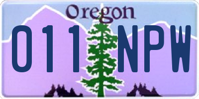 OR license plate 011NPW