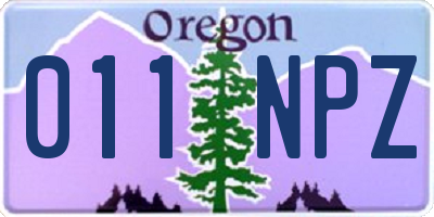 OR license plate 011NPZ