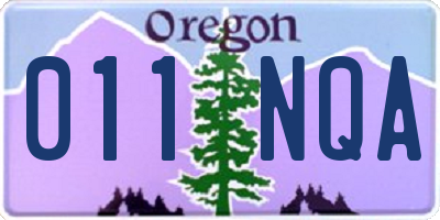 OR license plate 011NQA