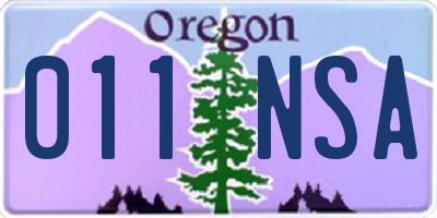 OR license plate 011NSA