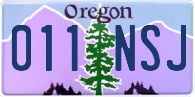OR license plate 011NSJ