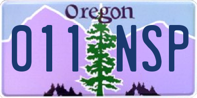 OR license plate 011NSP