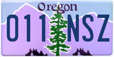 OR license plate 011NSZ