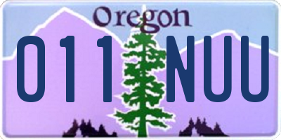 OR license plate 011NUU