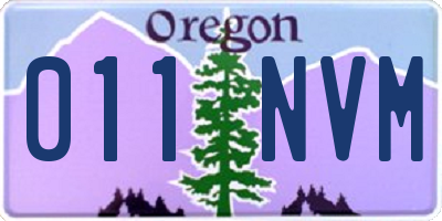 OR license plate 011NVM