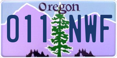 OR license plate 011NWF
