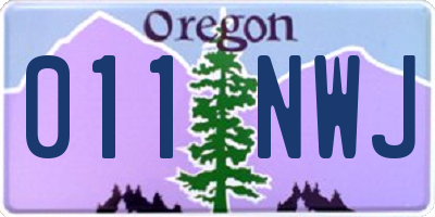 OR license plate 011NWJ