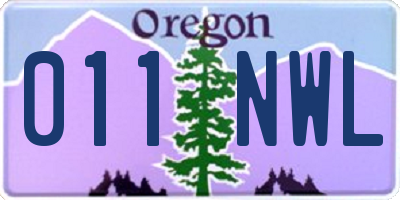 OR license plate 011NWL