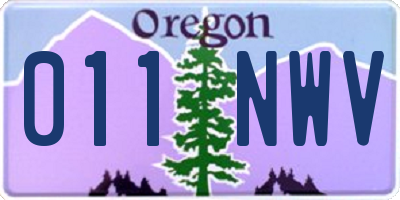 OR license plate 011NWV