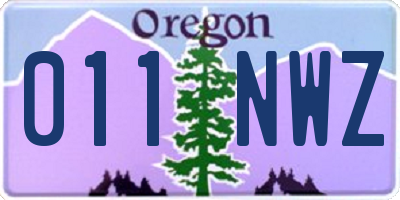 OR license plate 011NWZ