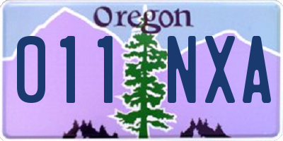 OR license plate 011NXA