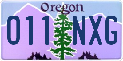 OR license plate 011NXG
