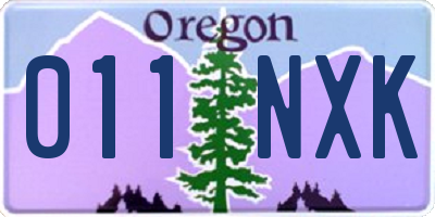 OR license plate 011NXK