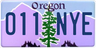 OR license plate 011NYE