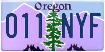 OR license plate 011NYF