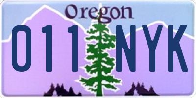 OR license plate 011NYK