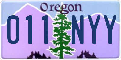 OR license plate 011NYY