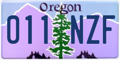OR license plate 011NZF