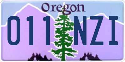 OR license plate 011NZI