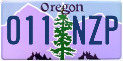 OR license plate 011NZP