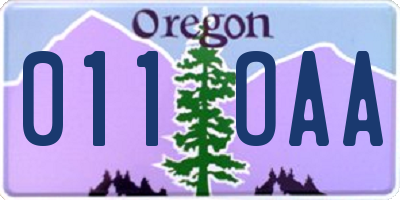 OR license plate 011OAA