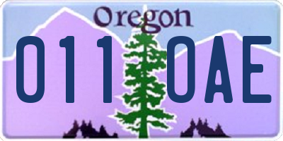 OR license plate 011OAE