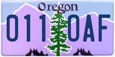 OR license plate 011OAF