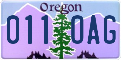 OR license plate 011OAG