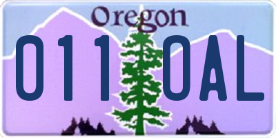 OR license plate 011OAL