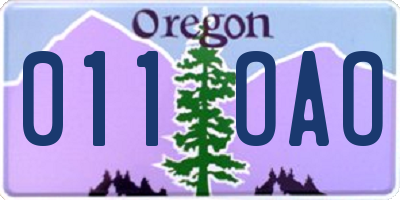 OR license plate 011OAO