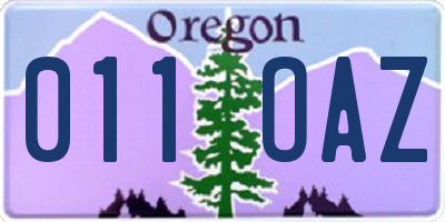OR license plate 011OAZ