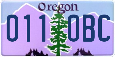 OR license plate 011OBC