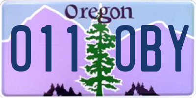 OR license plate 011OBY