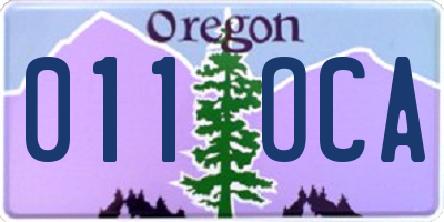 OR license plate 011OCA