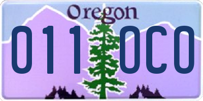 OR license plate 011OCO