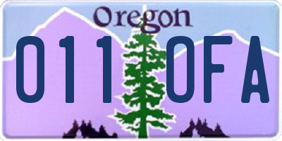 OR license plate 011OFA