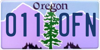 OR license plate 011OFN
