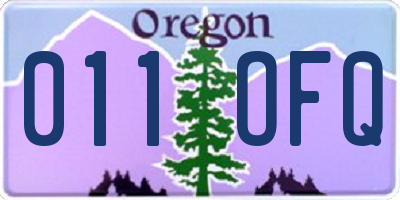OR license plate 011OFQ