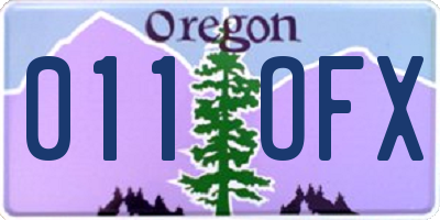OR license plate 011OFX