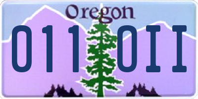 OR license plate 011OII