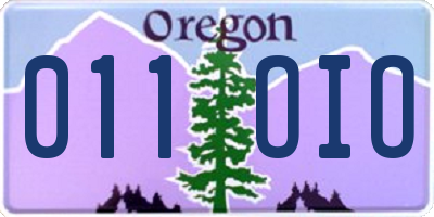 OR license plate 011OIO