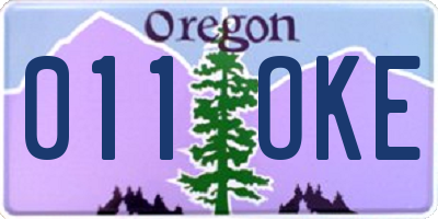 OR license plate 011OKE