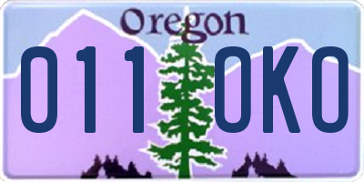 OR license plate 011OKO