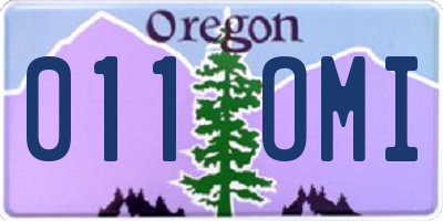 OR license plate 011OMI